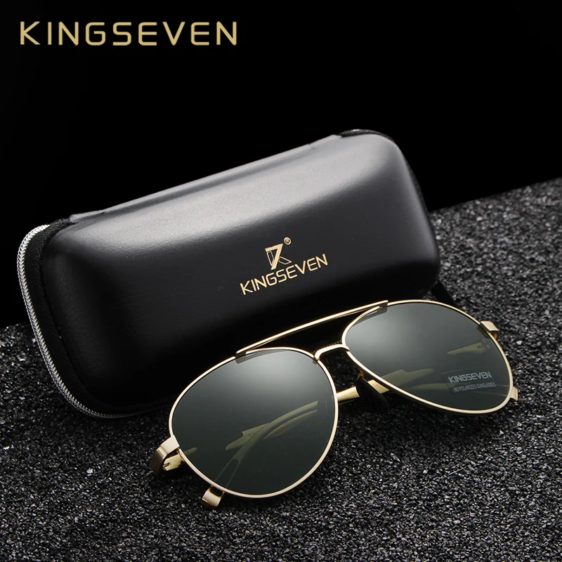 KINGSEVEN DESIGN Men Classic Polarized Sunglasses Aluminum Pilot Sun Glasses High Definition Lens UV400 Protection