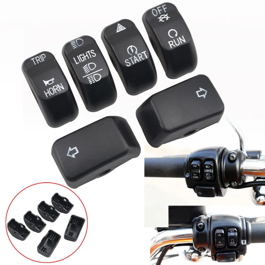 

Motorcycle Handlebar Control Switch Buttons Cover Caps Black For Harley Sportster 1200 883 Iron Dyna Softail Fat Boy Street Bob