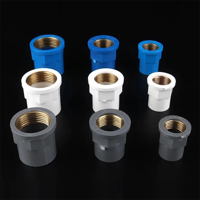 

1-40Pc/lot 20/25/32mm To 1/2'' 3/4'' 1'' PVC Copper Female Thread Pipe Socket Straight Garden Irrigation Water Supply Tube Joint