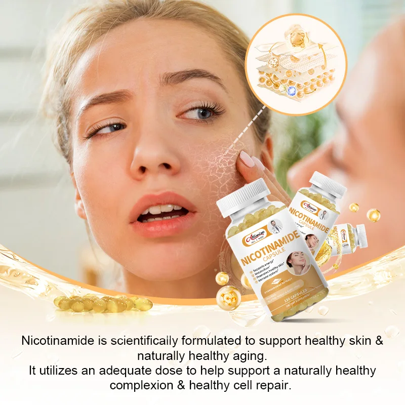 Alliwise Niacinamide Capsules Contains Vitamin B3 for Antioxidant Brighten Skin Colour Provide Nutrition to the Skin