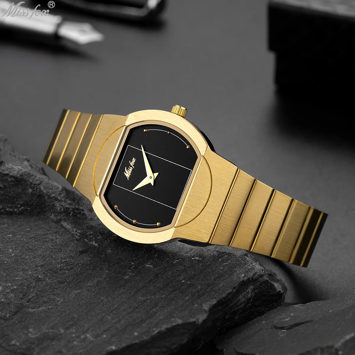Brand Hot Selling Fashionable Simple Geometric Circular Versatile Men Watch Waterproof Business Stainless Steel Quartz Watches
