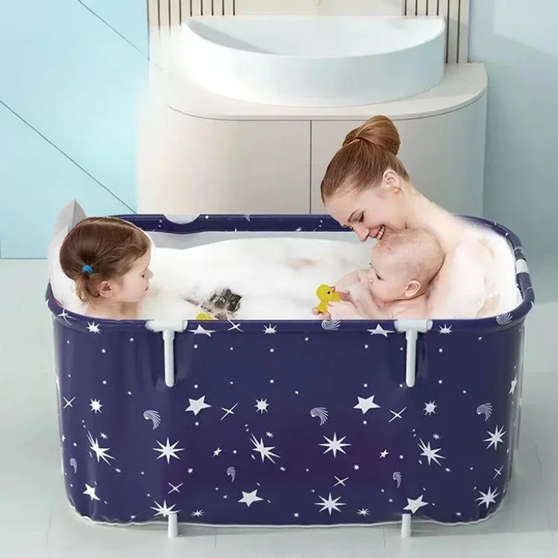 Adult Folding Bathtub PVC Rectangular Portable Folding Hot Tub With Inflatable Backrest