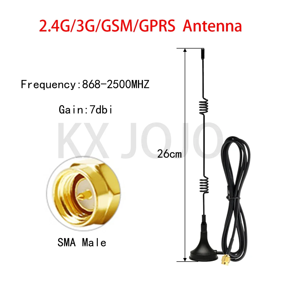 

Sucker Antenna 2.4G/3G/GSM/GPRS Frequency Band 7dBi SMA Male Interface Magnetic Base 3m with Adapter Sucker FM Antenna