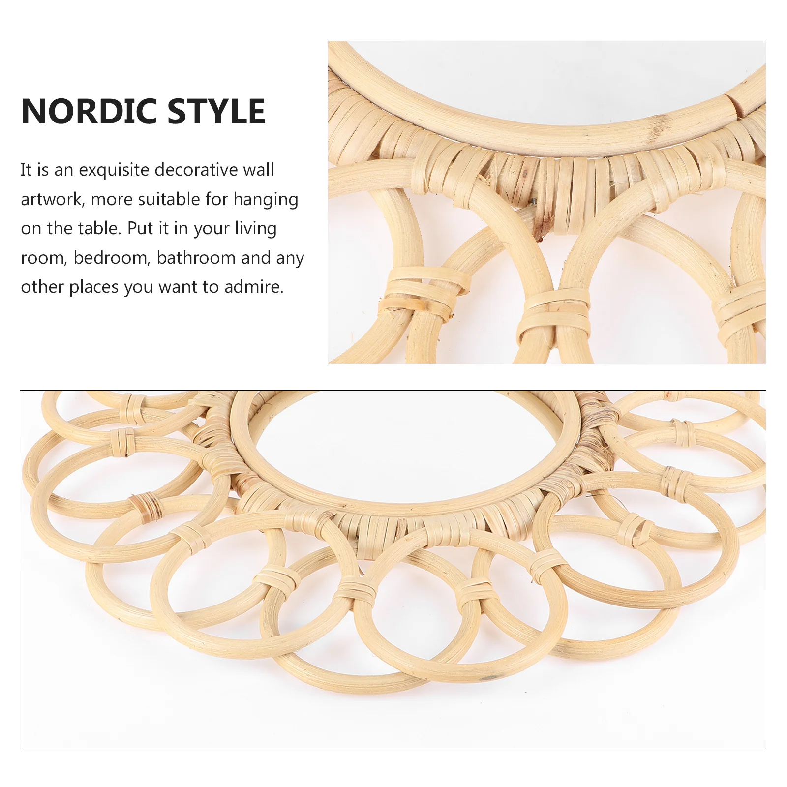 

Rattan Woven Mirror Mirrors Rustic Vanity for Wall Home Decor Decorative Vintage