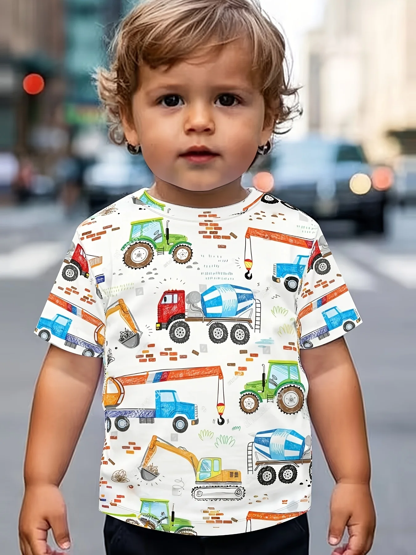 

Summer Cartoon Children's T-Shirt Boy Crew Neck Tops Girls Clothes 7 To 8 Years Girl T-Shirts 3D Print Tractor Oversized T Shirt