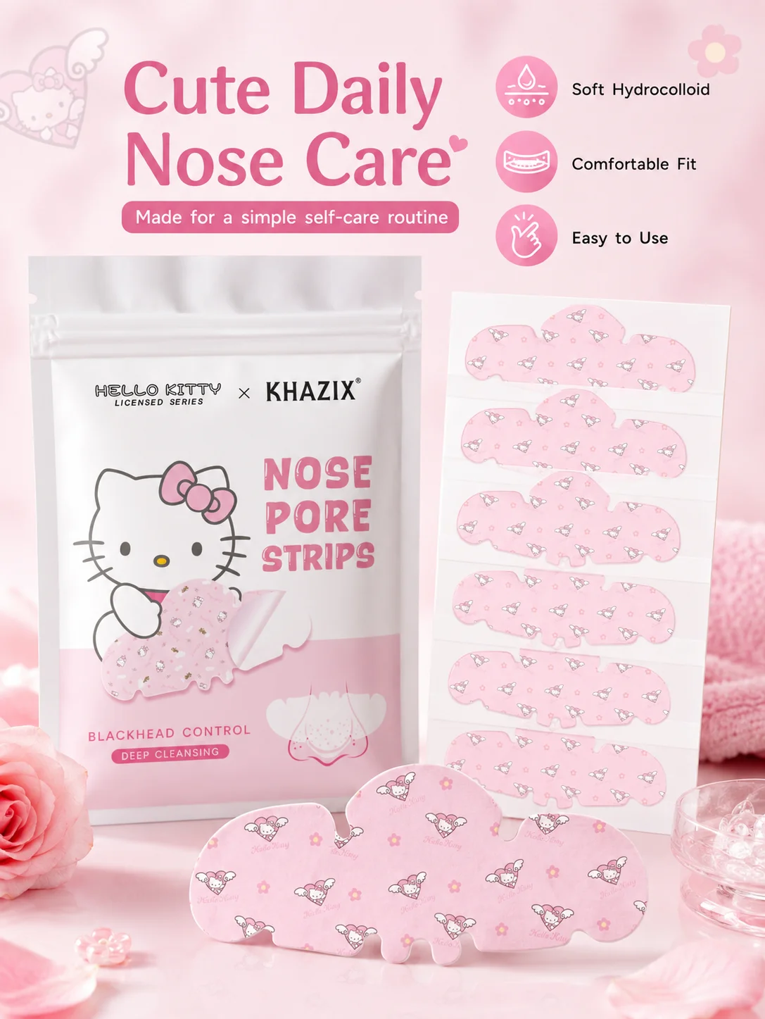 Nose Pore Cleansing Strips, Soft Fit Peel-Off Nose Patches for Daily Facial Skin Care