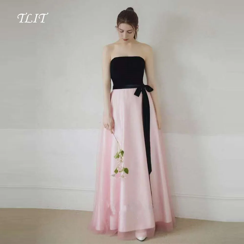 

TLIT простые контрастные цвета вечерние платья из органзы без бретелек с длинными бретелями платья для выпускного вечера корейское свадебное платье фотосессия по индивидуальному заказу