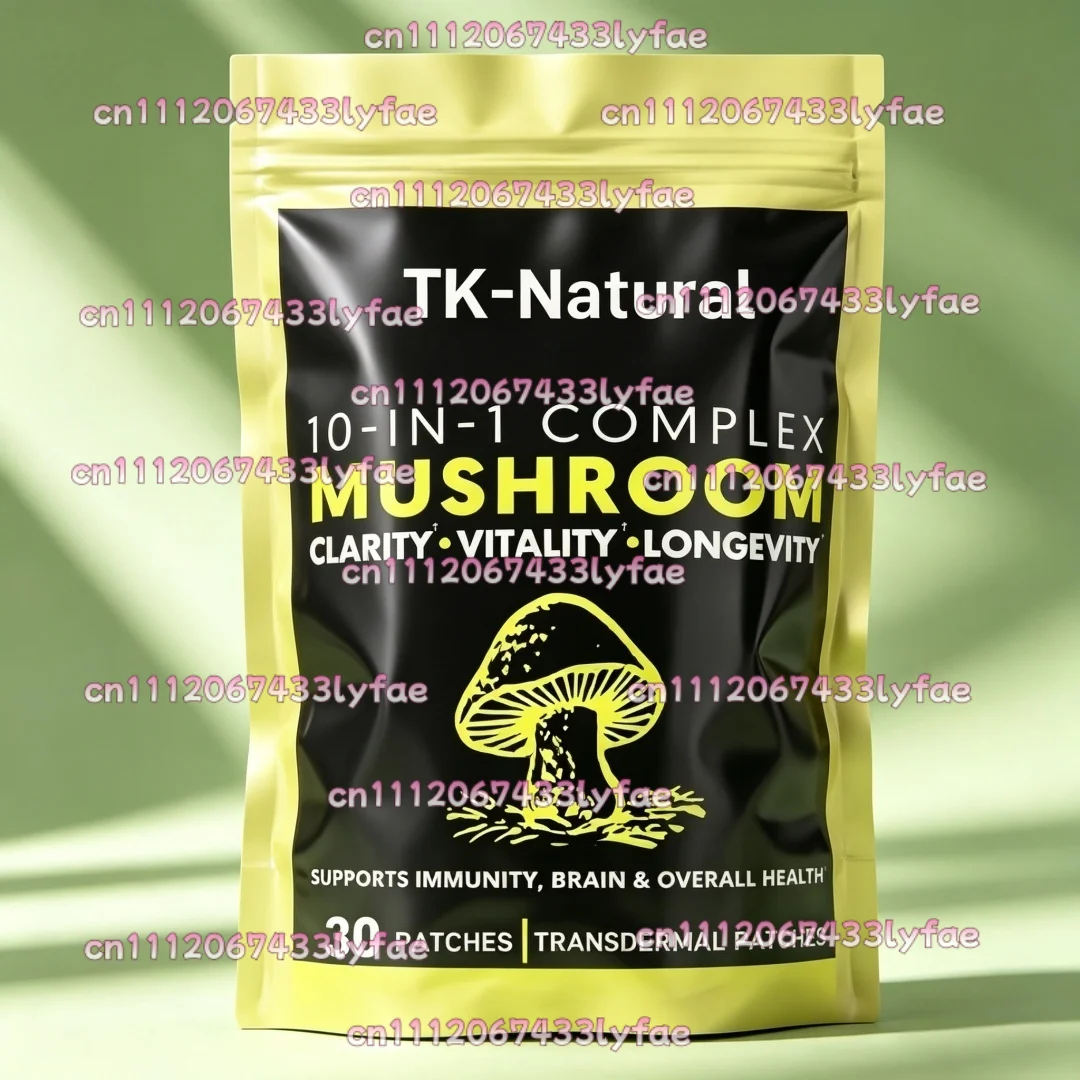 30 Patches Mushroom Complex Transdermal Patches With Lions Mane, Reishi, Turkey Tail Nootropic Brain, Energy Booster