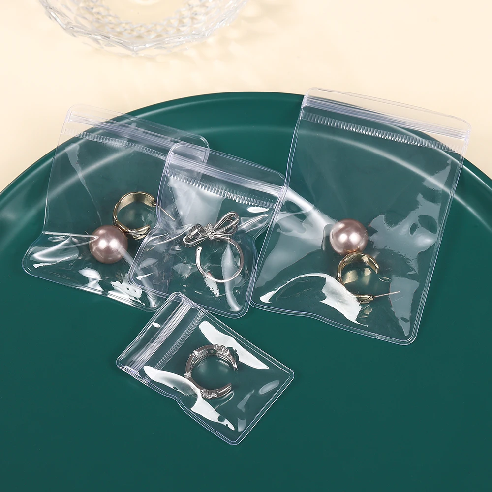 20-50Pcs Transparent PVC Jewelry Pouches Zip Storage Bag for Earring Necklace Jewelry Anti-Oxidation Display Packaging Bags