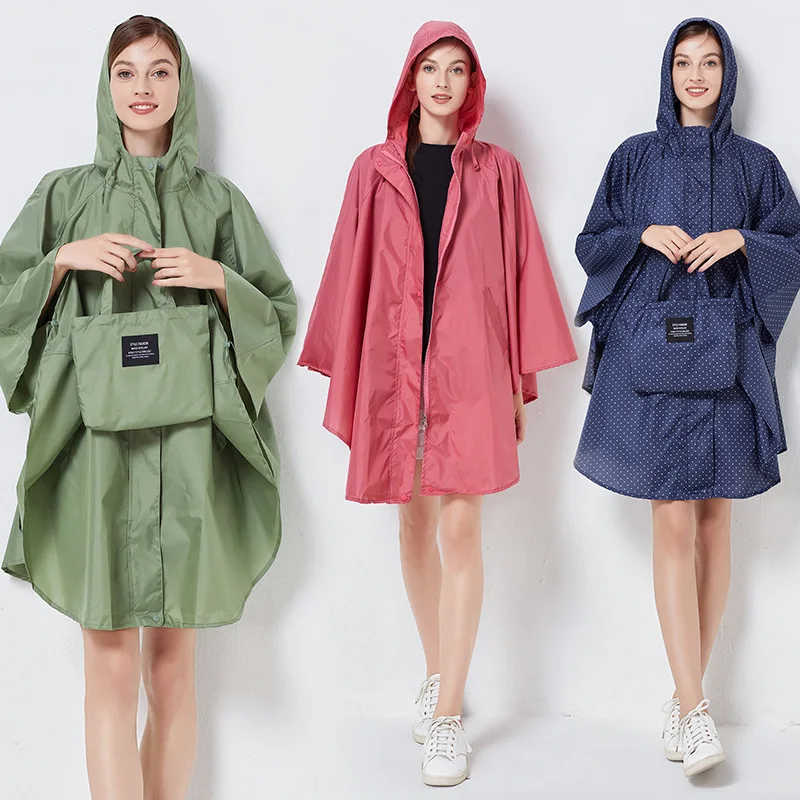 Foldable Travel Raincoat for Women New Stylish Loose plus Size Poncho Outdoor Hiking Cycling Lightweight Raincoat