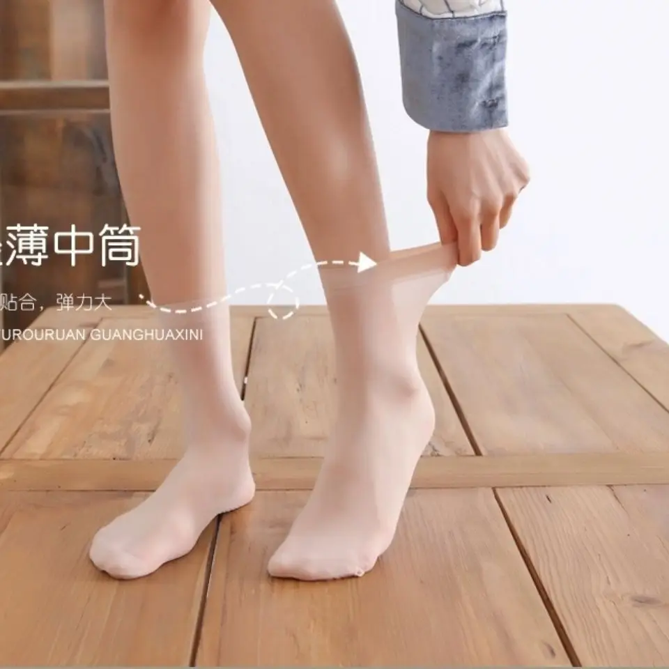 Kaus kaki katun wanita isi 5 pasang, kaus kaki bahan silikon anti-selip, kaus kaki jaring antibau menyerap keringat kualitas tinggi, kaus kaki Mid-Tube baru 2024