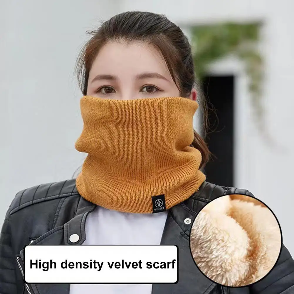 

Unsiex Cycling Neck Wrap Thick Soft Plush Knitted Scarf Elastic Neckerchief Warm Windproof Outdoor Skiing Skating Neck Warmer