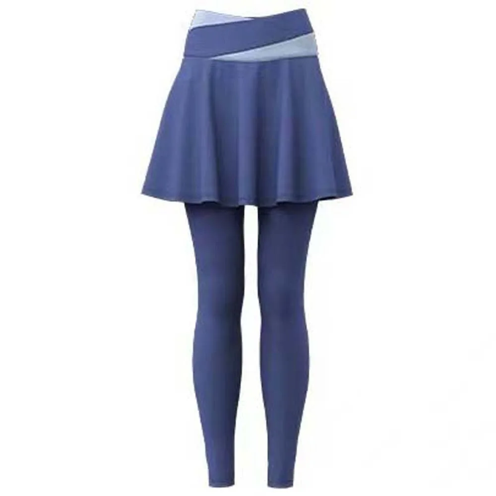 

Комбинированные леггинсы для фитнеса с высокой талией, контрастными вставками, эластичные брюки-юбка, утолщенные, больших размеров, для спорта, йоги, бега