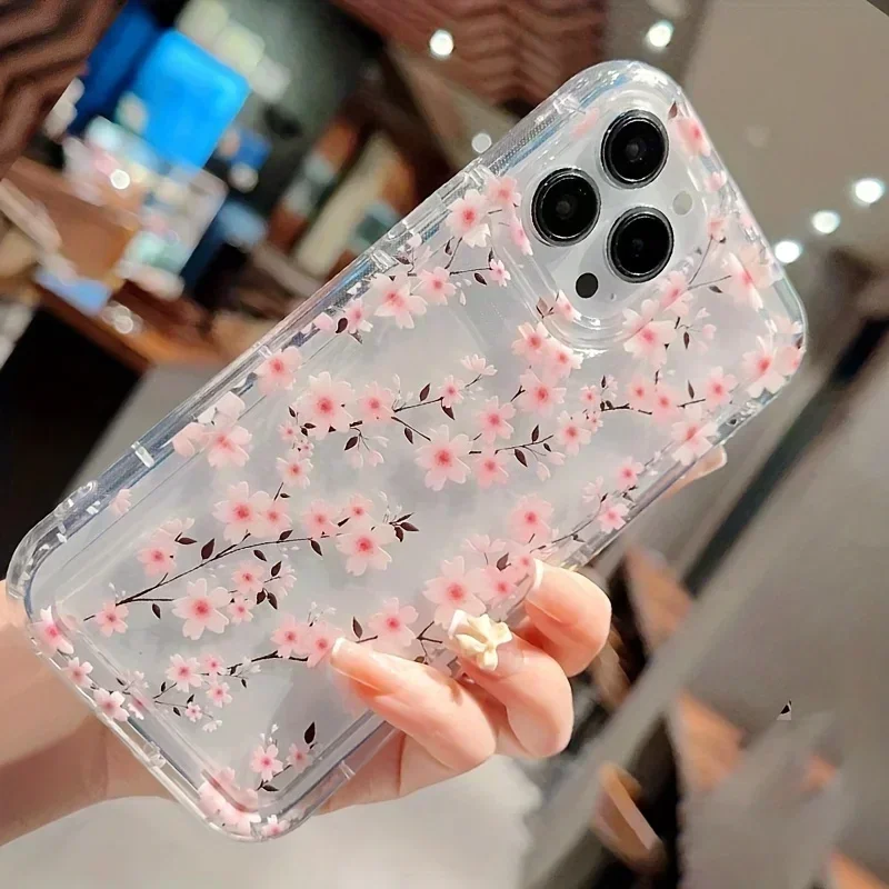 Multicolor Flower Anti-drop Soft Phone Case For iPhone 14 13 12 11 15 16 Pro Max SE XR X XS 7 8 Plus Transparent Cushion Cover