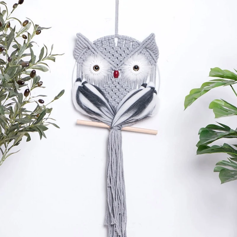 Bohemian Tapestry Handwovens Owl Shaped Wall Hangings Pendants Home Macrames Tapestry Decorations for Bedroom Farmhouses