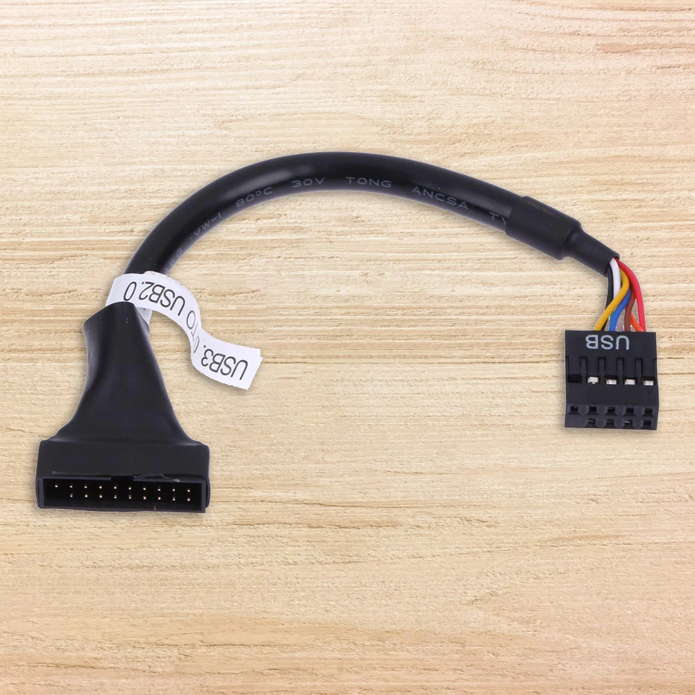 20 Pin Jack for USB Male to  2.0 9 Pin Female Splitter Adapter Cable Wire Converter for Microphone Device Connected Tools
