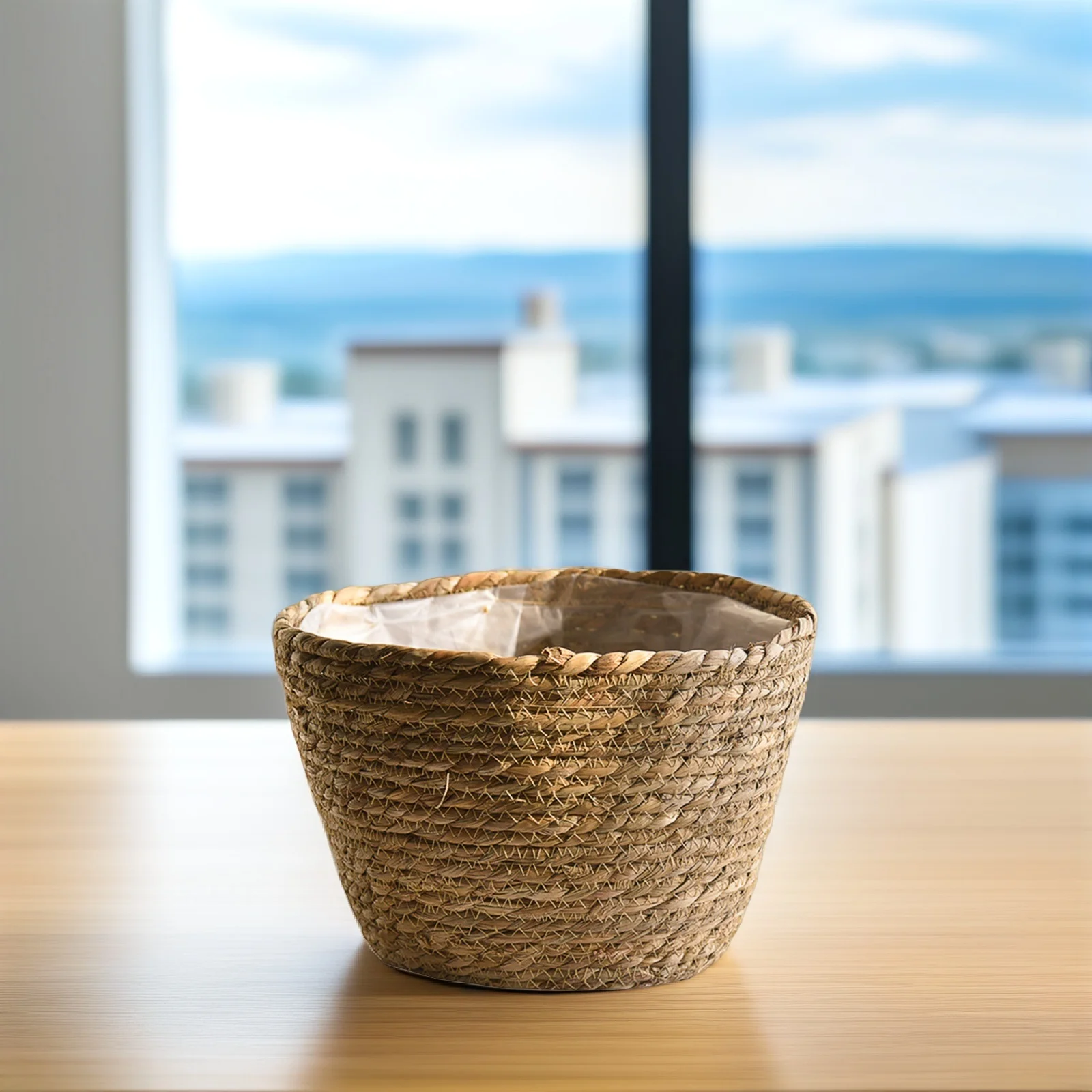 

Potted Green Plant Home Decor Planter Shelf Indoor Seagrass Holders Straw Office