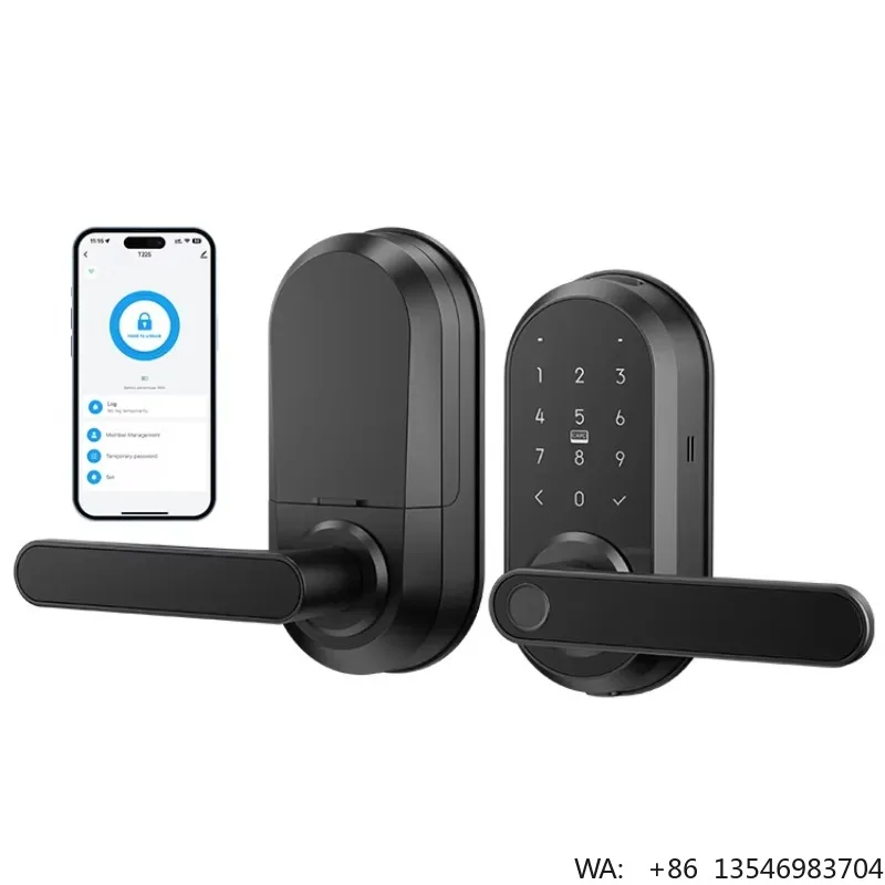 LNDU T225 Home Hotel Wifi Rfid IC Card Door Locks Waterproof Fingerprint Keyless Smart Lever Handle Door Lock Set