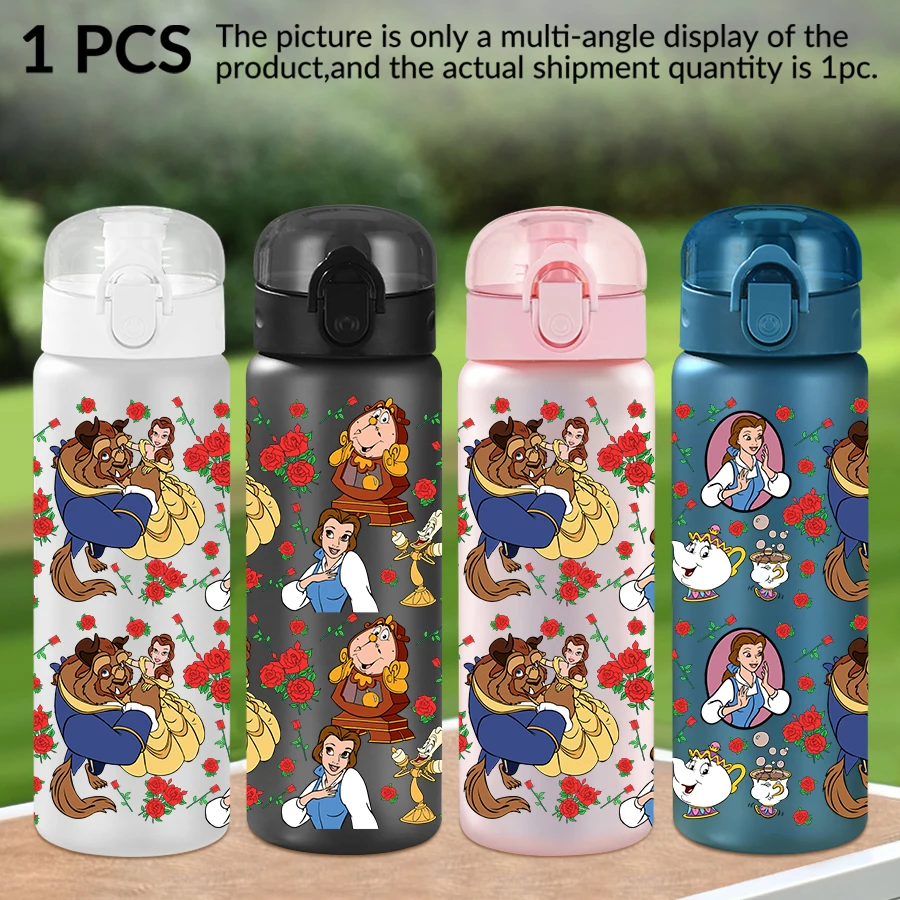 

1Pc Disney Belle Rose 26oz plastic water bottle with pattern outdoor sports water cup birthday/homecoming gift