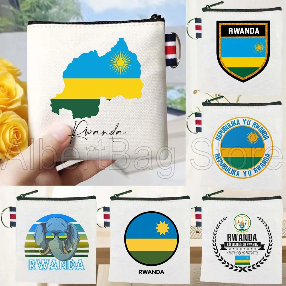 

Rwanda Country Map Flag Rwandan Africa Gift Canvas Bags Key Coin Purse Small Cotton Bag Storage Card Wallet Holders Zipper Pouch