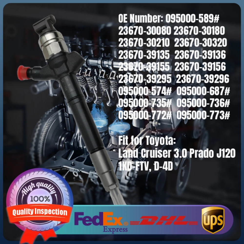 

23670-30080 23670-30180 23670-30210 095000-589# Fuel Injector for Toyota Land Cruiser 3.0D Prado J120 1KD-FTV D-4D Diesel Engine