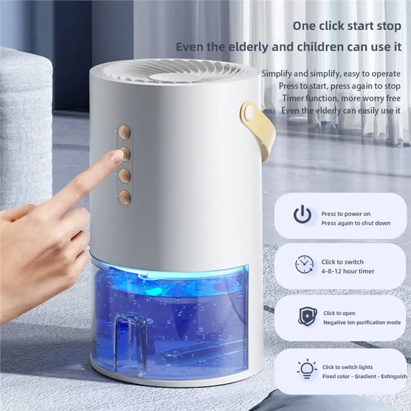 Portable Dehumidification Machine For Home Bedroom Basement Humidity Control Machine With Colorful Light EU Plug