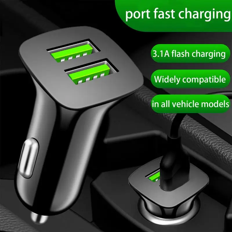 Pengisi daya cepat untuk kendaraan, pengisi daya mobil USB 2 Port, pengisian daya Cepat Mobil Portabel 2 Port