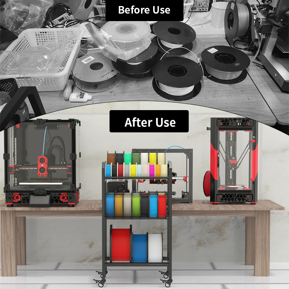 FYSETC 3D Printer Consumables Storage Rack Stainless Steel 3 Layers Free To Move Saving Room Utility Storage Shelf Organizer