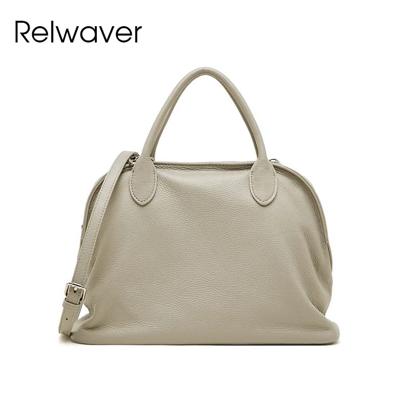 

Relwaver women handbag natural cow leather shoulder bag brief shell bag soft crossbody bags commuting big women bag 2026 spring