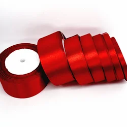 25 Yards Red Satin Ribbon For DIY Crafts Supplies Handmade Bows Silk Roses Gift Wrapping Wedding Decoration Sewing Accessories