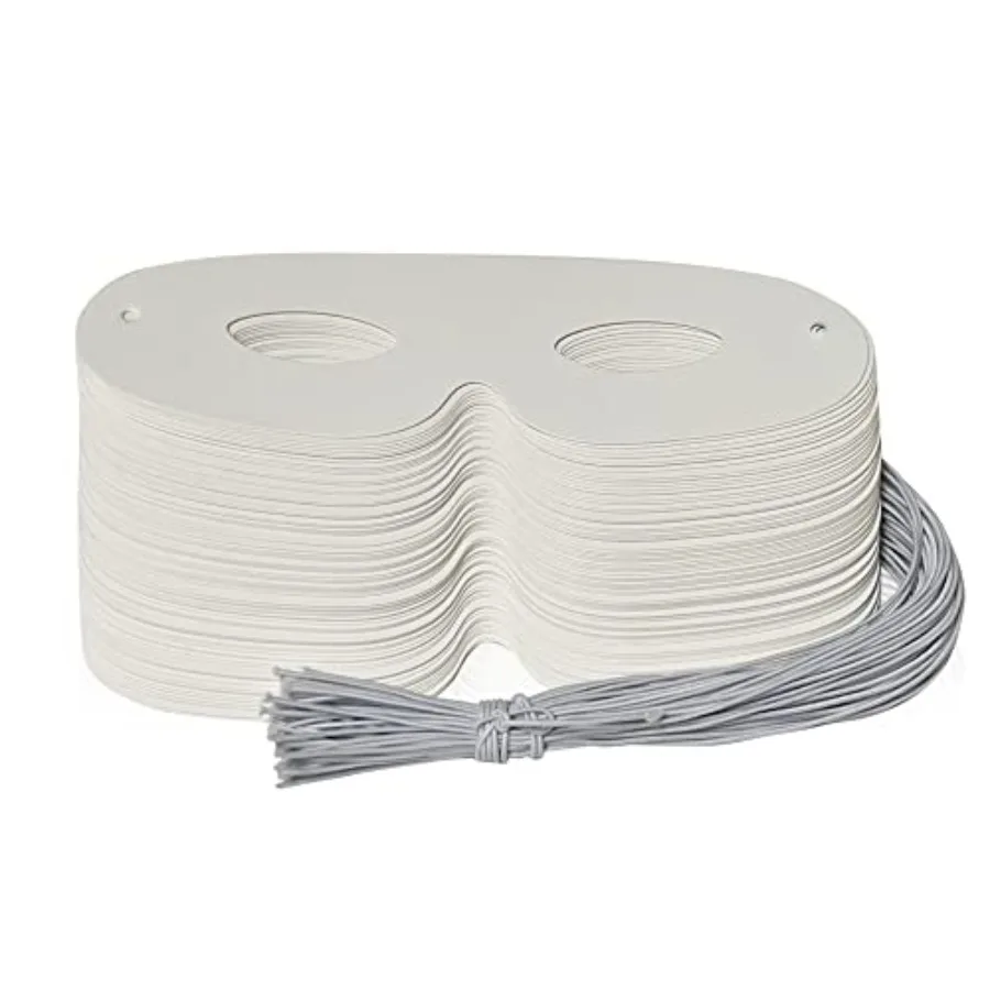 72-Pack weiße Papier-Augenmasken für Kostümpartys und Halloween-Dekoration, schlichte DIY-Rohlingsmasken, ideal für individuelles künstlerisches Design