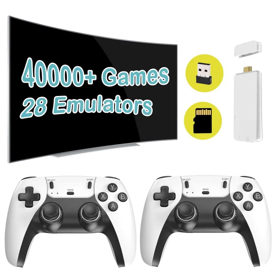 Gaming Console 40,000 Games, Plug and Play Video Game Console Builtin 28 Classic Emulators, 4K High Definition HDMI Output for T