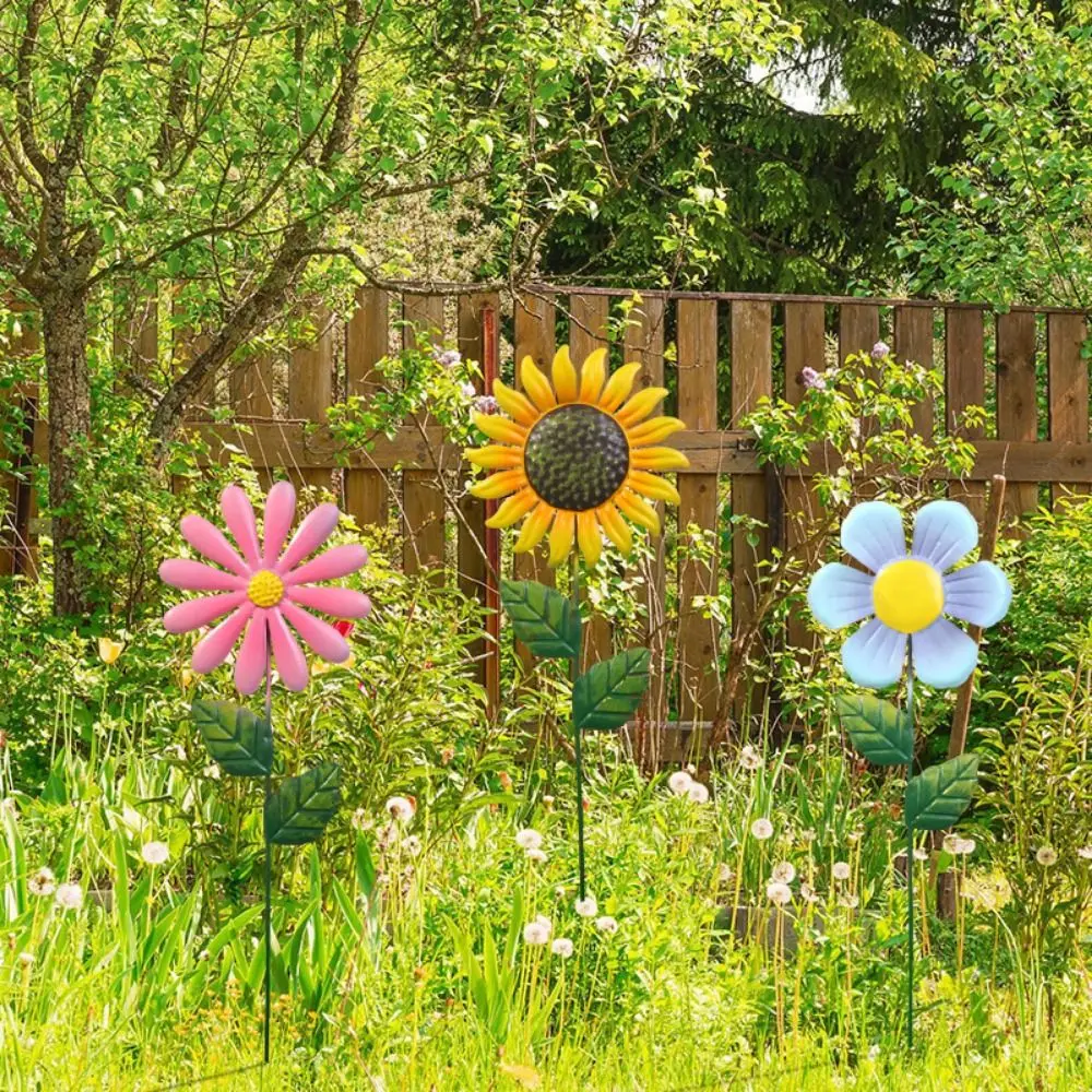 

3Pcs Realistic Iron Art Flower Garden Stake Ornaments Cartoon Unique Succulent Plant Card Handmade Metal Flower Ornament Lawn