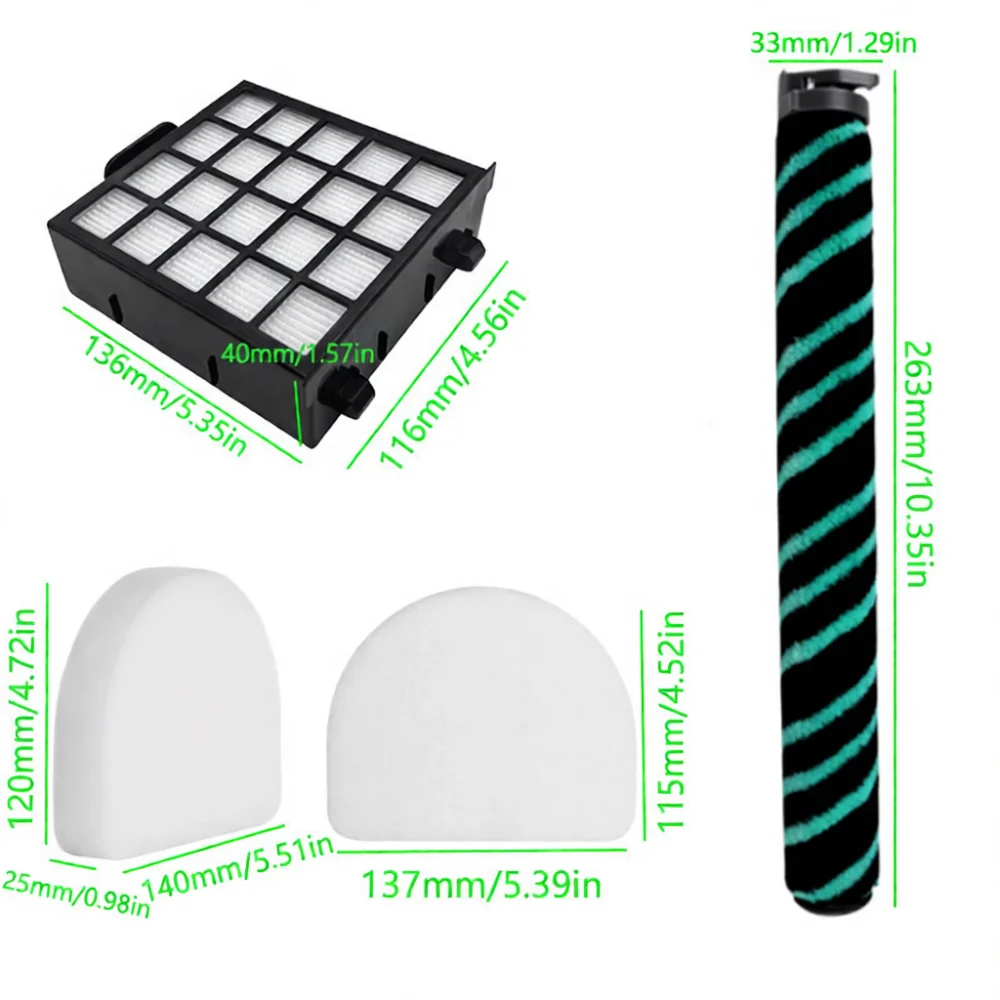 HEPA Filter Foam Felt Roller Brush Set Compatible With Shark AZ4000 AZ4002 AZ400C Vacuum Cleaner Accessory Parts Kit