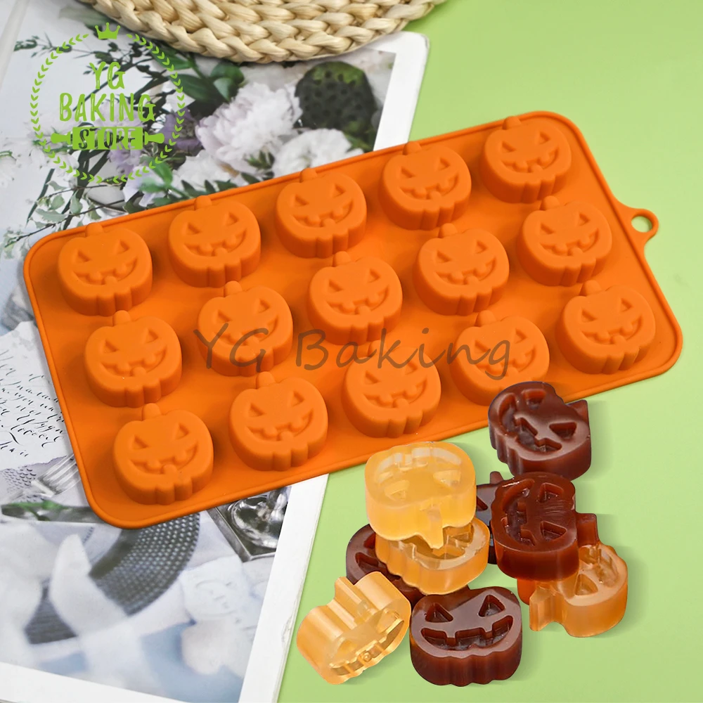 Dorica 15 Hole Halloween Pumpkin Design Silicone Mousse Mould DIY Jelly Chocolate Mold Cake Decorating Tools Kitchen Bakeware