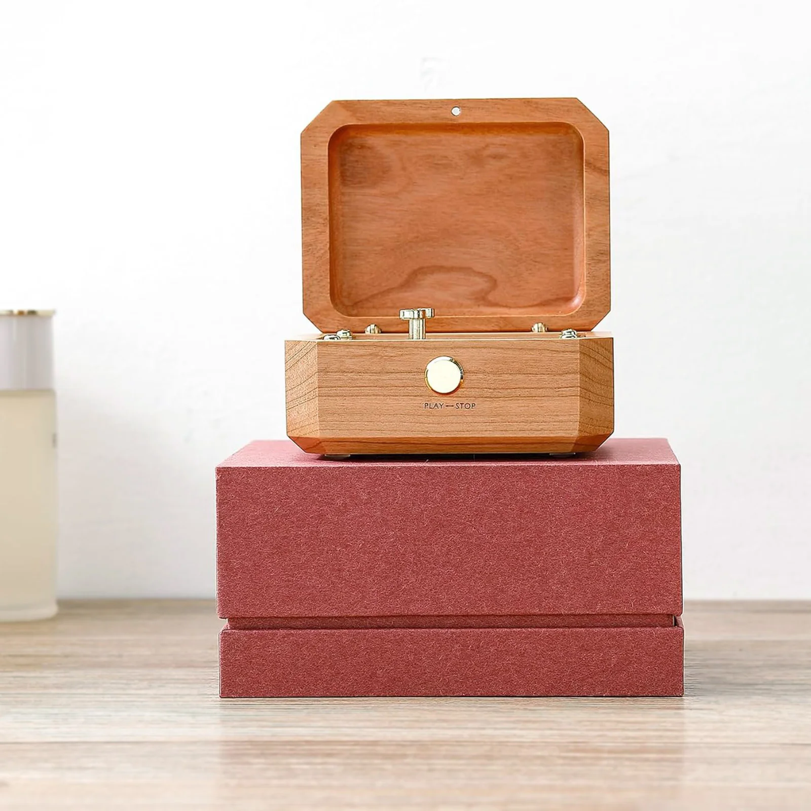 

SOFTALK Premium Cherry wood Musical Box - Solid Wood Castle in the Sky Music Box Birthday, Christmas, Valentine's Day Gift
