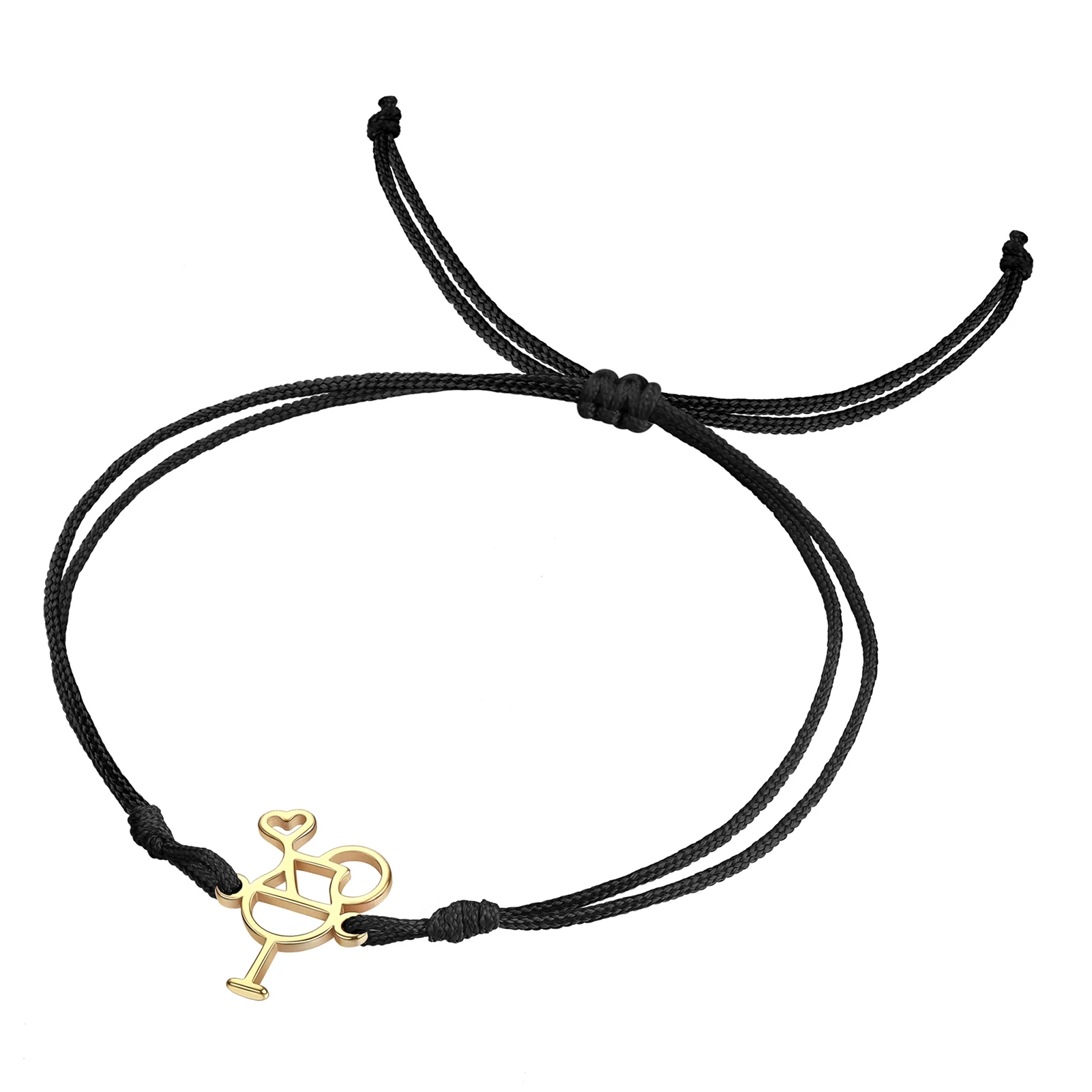 Wine Coffee Glasses Black Red Rope Chain Bracelets for Women Girl Stainless Steel Hollow Cute Charm Minimalist Jewelry Gift 2023