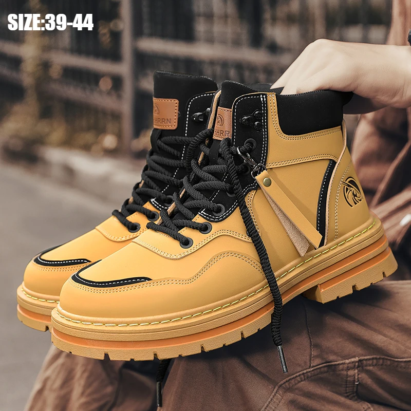 High Top L Men\'s Boots Casual Shoes Doc Martens Work Boots Big Head Motorcycle Shoes Men\'s Shoes Outdoor Safety Shoes