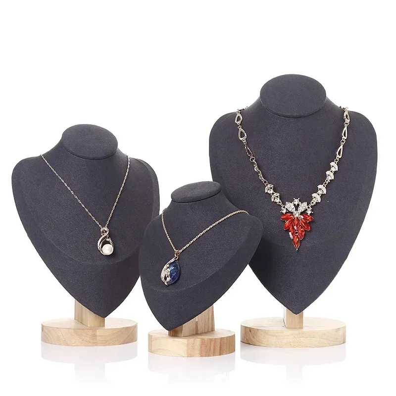 Model Bust Show Exhibitor Velvet Jewelry Display Necklace Pendants Mannequin Jewelry Stand Organizer 3 Colors