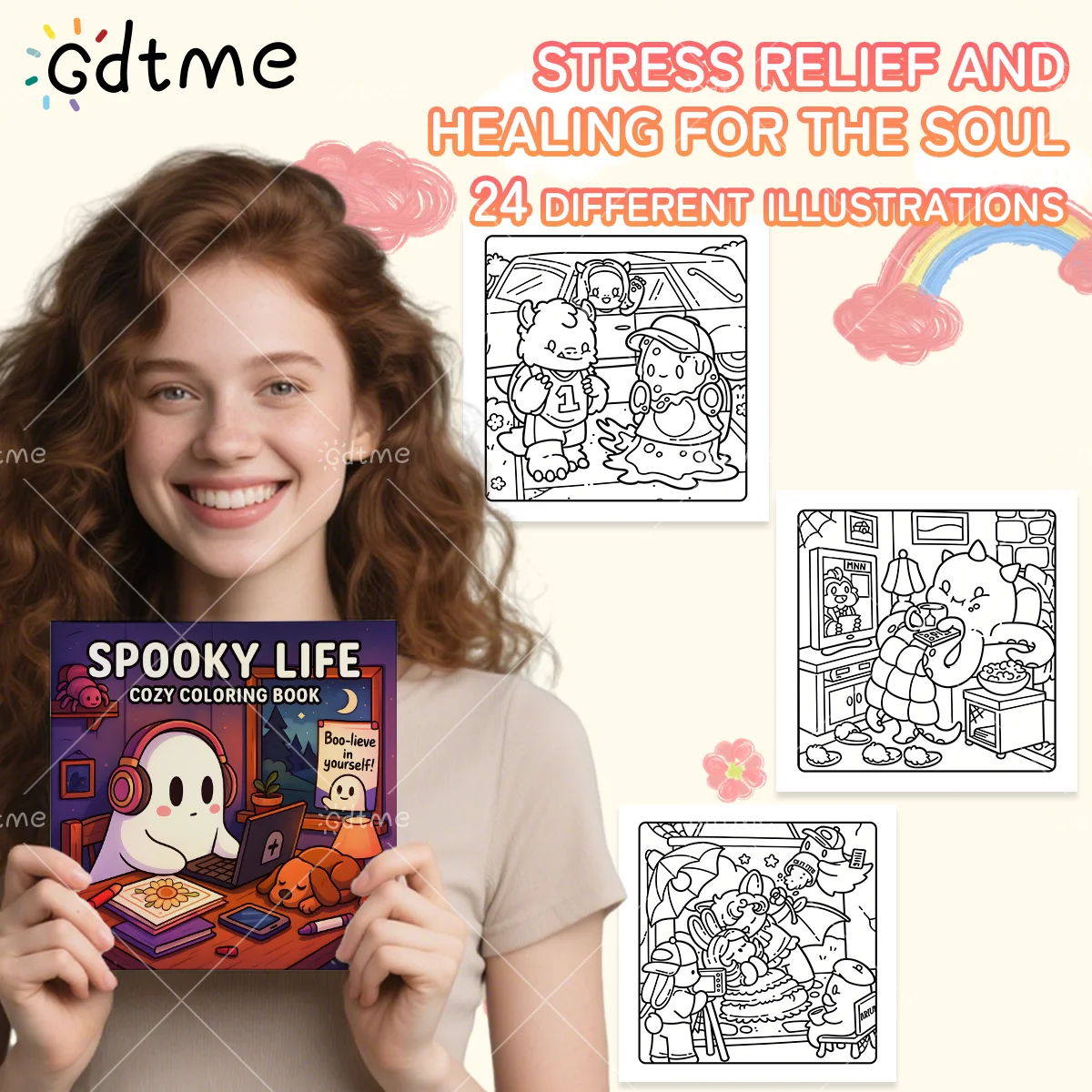 كتاب تلوين أنماط جريء وسهل الحياة للهالوين للبالغين، كتاب رسم لطيف، هدية مثالية للحفلات وأعياد الميلاد