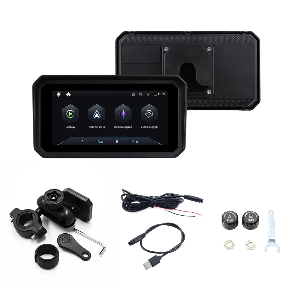 Wireless CarPlay Moto Android Auto Portable Digital Dashboard GPS Motorcycle Navigation 6.0 inch Removable Display Screen   5.0
