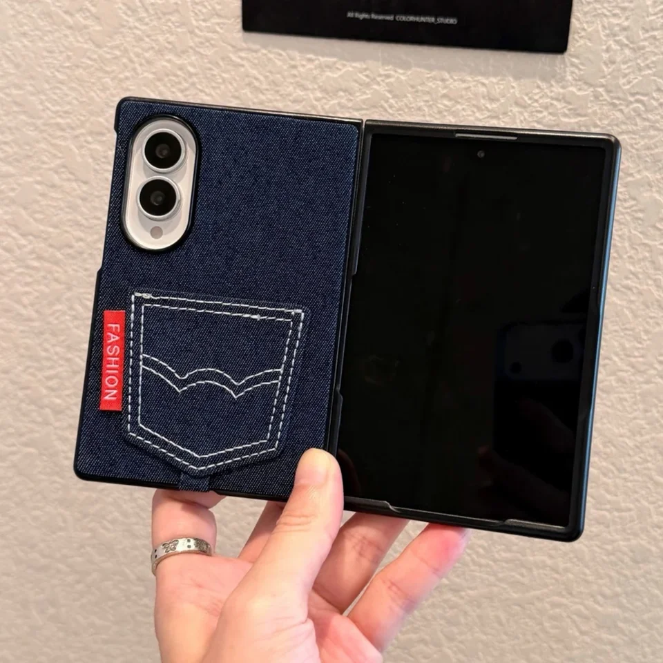 For Samsung Z Fold 7 8 Fold 8 Ultra Denim Phone Case With Chain Fashion Cowboy With Pockets Phone Case for Samsung Z Flip 8 7, image 2
