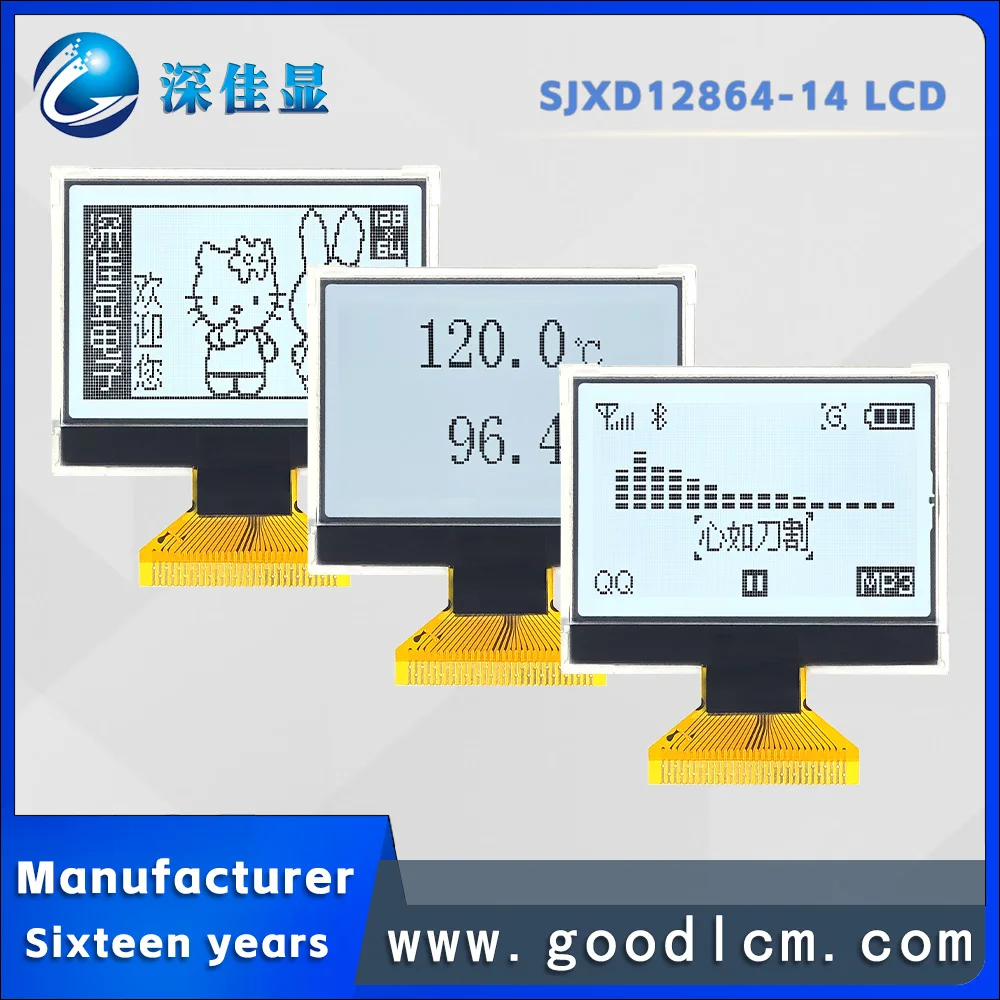 

Parallel/SPI serial port JXD12864-14 FSTN Positive COG module Small size 128 * 64 graphic dot matrix display with backlight