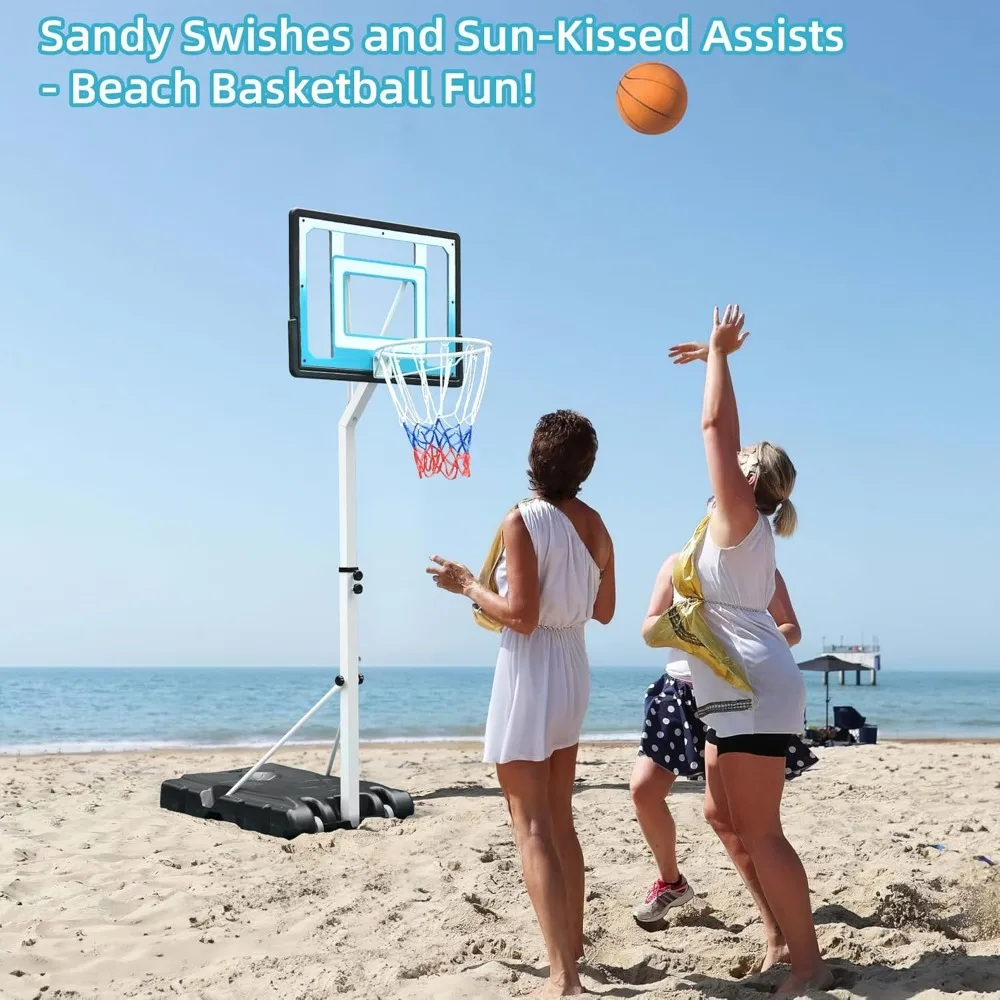 طوق كرة السلة المحمول لحمام السباحة، هدف خارجي بارتفاع قابل للتعديل لألعاب حمام السباحة الممتعة العائلية #4