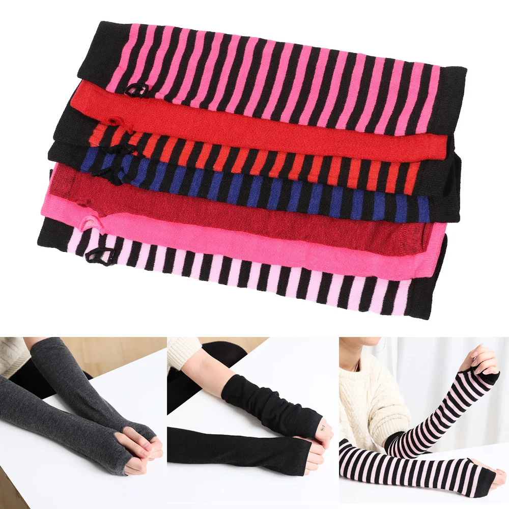 Women Girls Long Sleeve Knitted Handschoenen Wristband Arm Warmer Elbow Mittens Fingerless Long Gloves