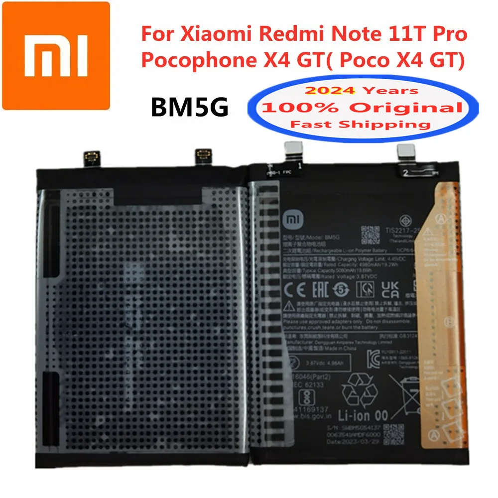 

100% Original Xiao Mi BM5G Phone Battery For Xiaomi Redmi Note 11T Pro / Pocophone X4 GT / Poco X4 GT 5080mAh Phone Bateria
