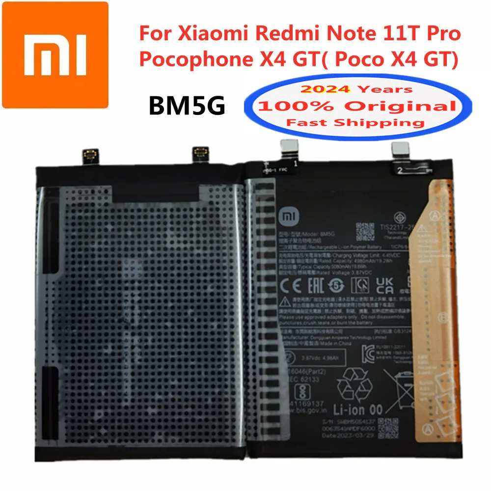 100% Original Xiao Mi BM5G Phone Battery For Xiaomi Redmi Note 11T Pro / Pocophone X4 GT / Poco X4 GT 5080mAh Phone Bateria