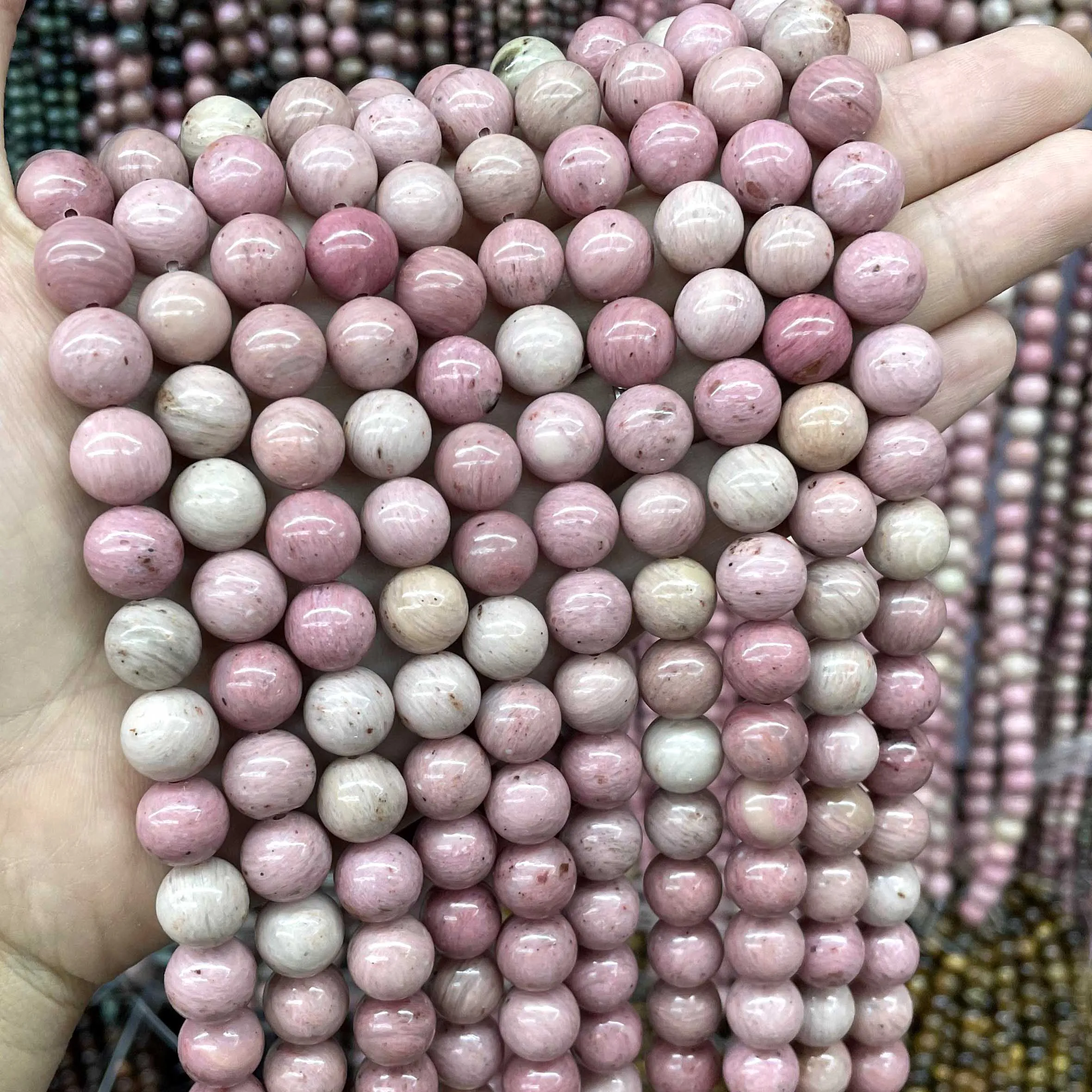 Natural Round Tiger Eye Amazonite Agates Angelite Rose Quartz Lava Stone Beads For Jewelry Making DIY Bracelet Accessories