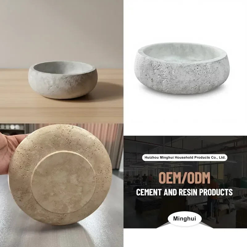 Environmentally friendly custom-made concrete fruit bowls with marble design, suitable for family kitchens