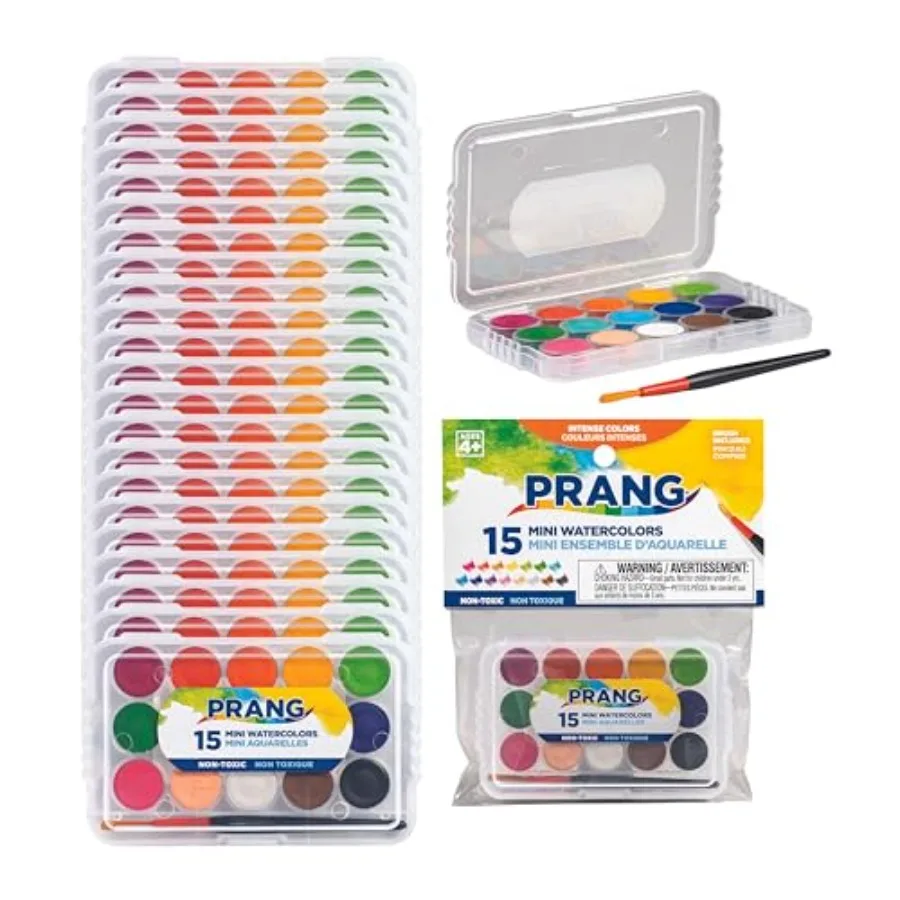 

Mini Watercolor Paint Sets, Bulk Pack of 24 Palette Tray and Brush, 15 Assorted Colors, Art Party Favors, Prizes, Stocking Stuf